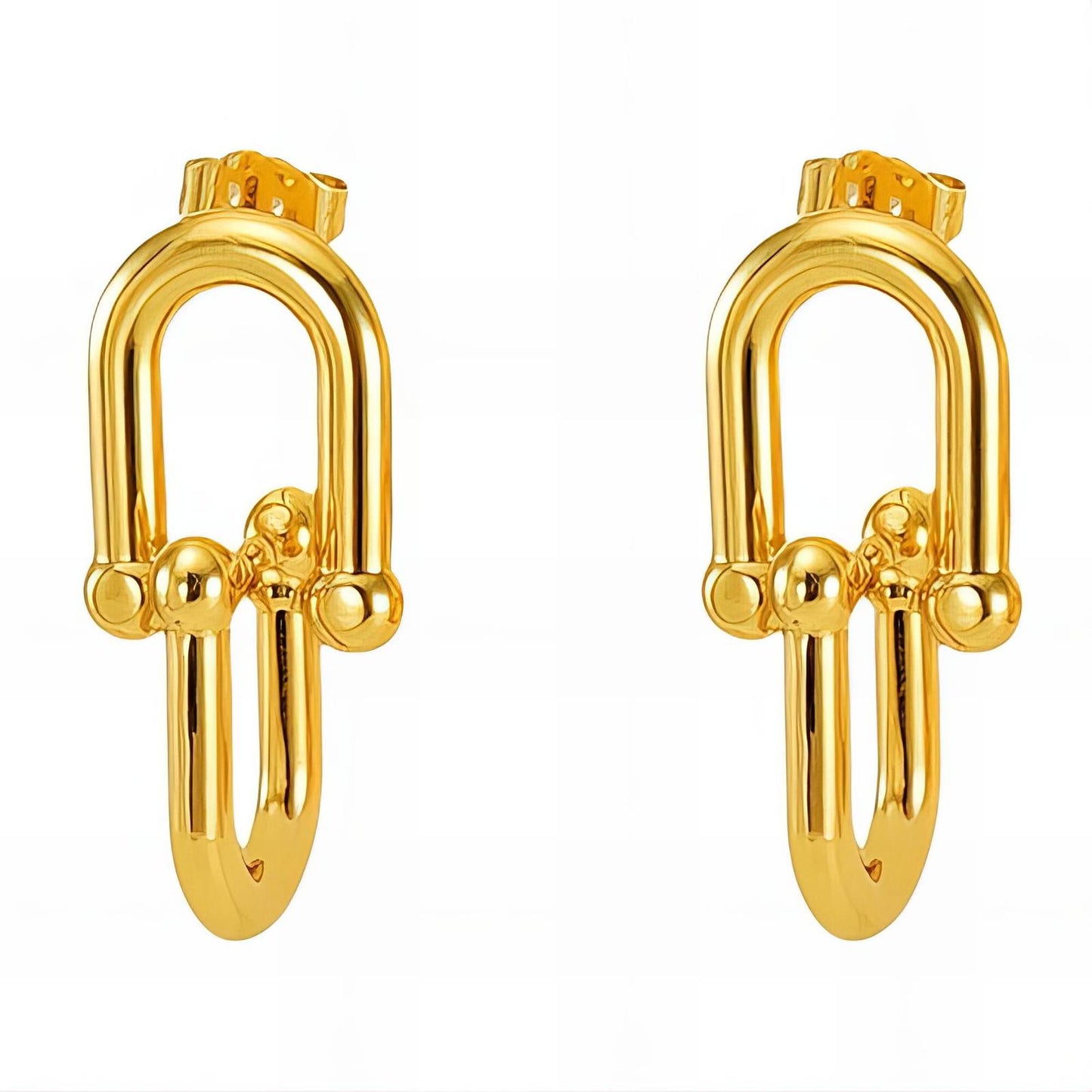 Earrings, 18K Gold Plated Steel