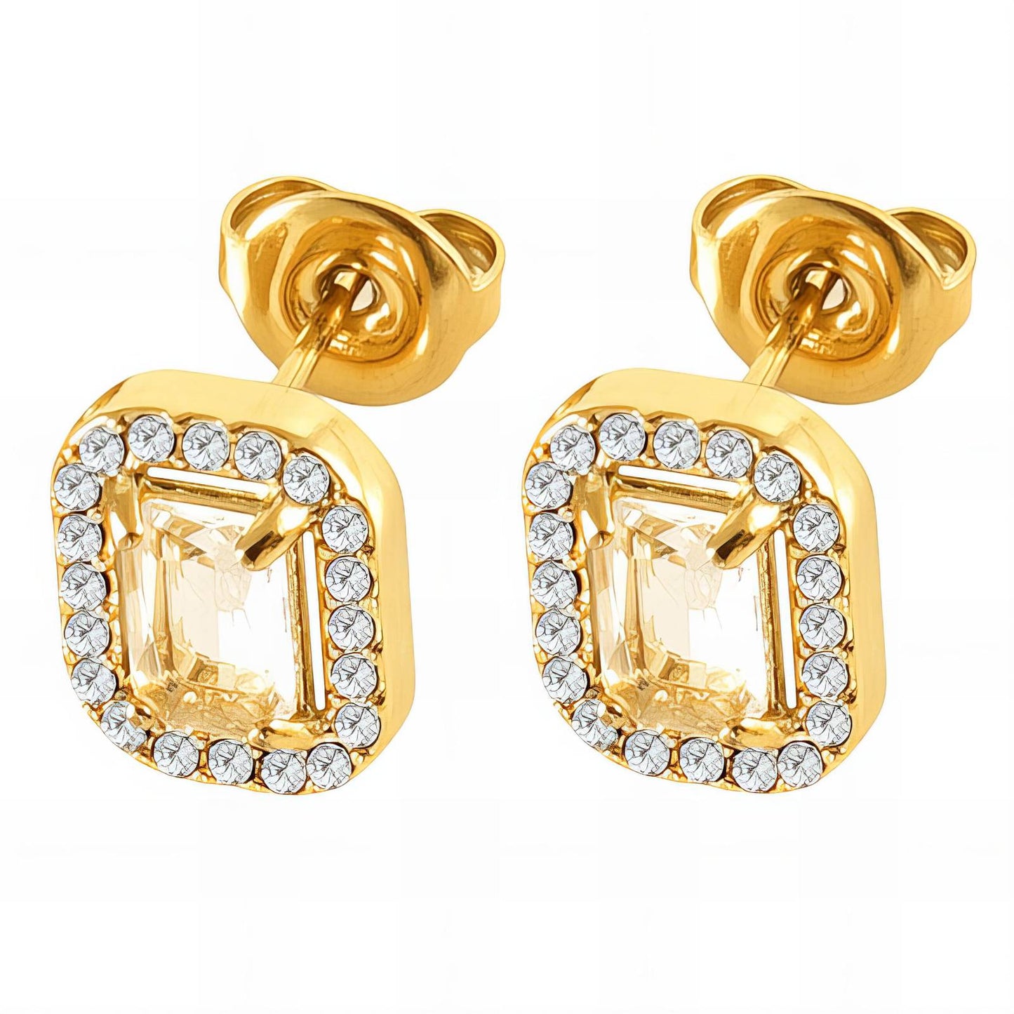 Earrings, 18K Gold Plated Steel