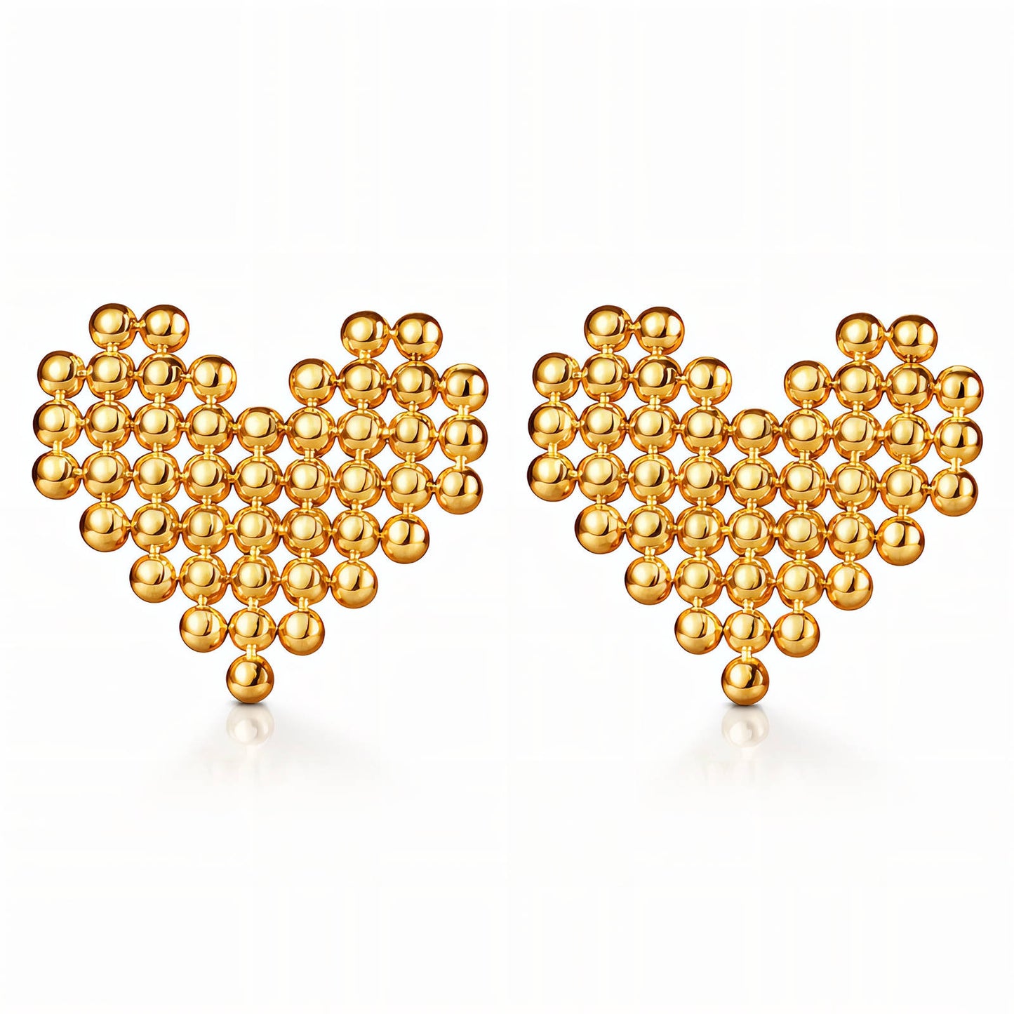 Hearts Earrings, 18K Gold Plated Steel