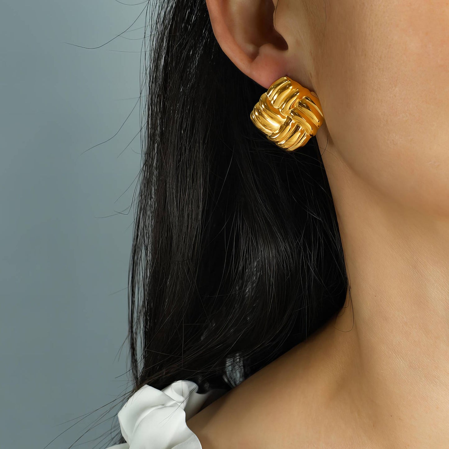 Earrings, 18K Gold Plated Steel