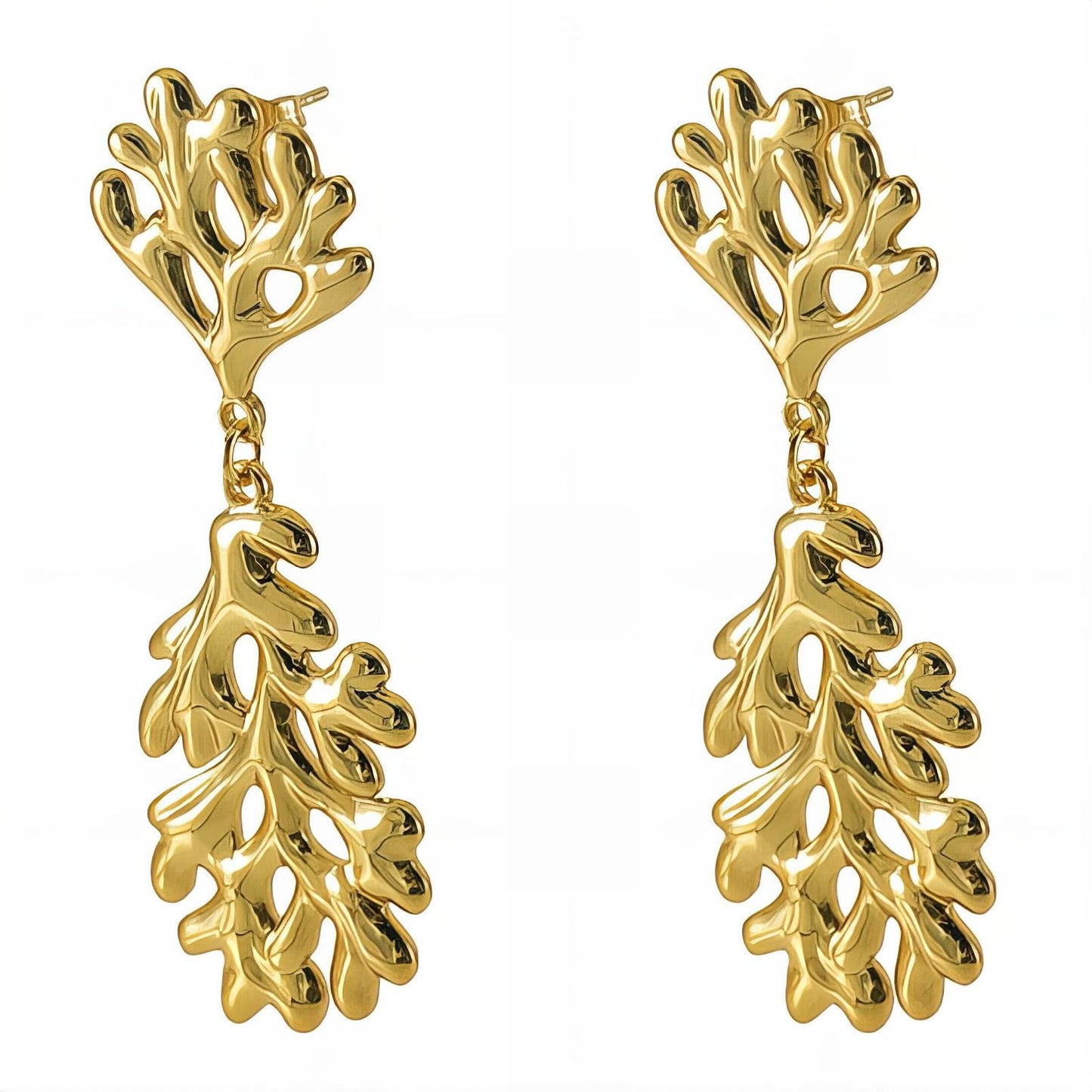 Earrings, 18K Gold Plated Steel
