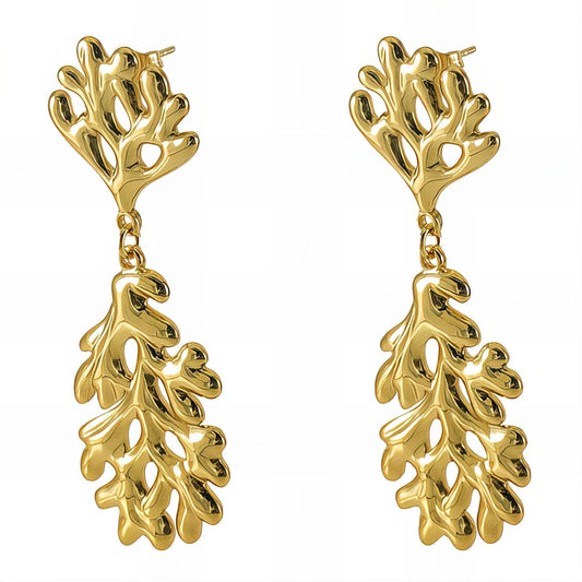 Earrings, 18K Gold Plated Steel