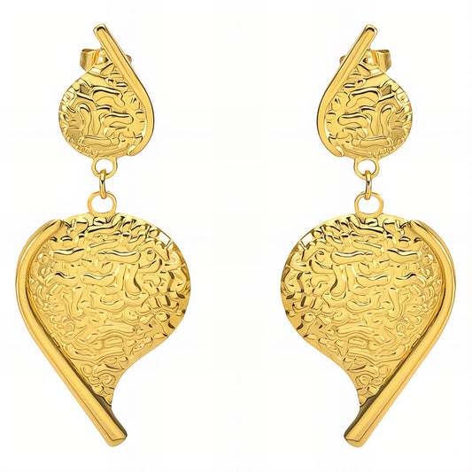 Earrings, 18K Gold Plated Steel