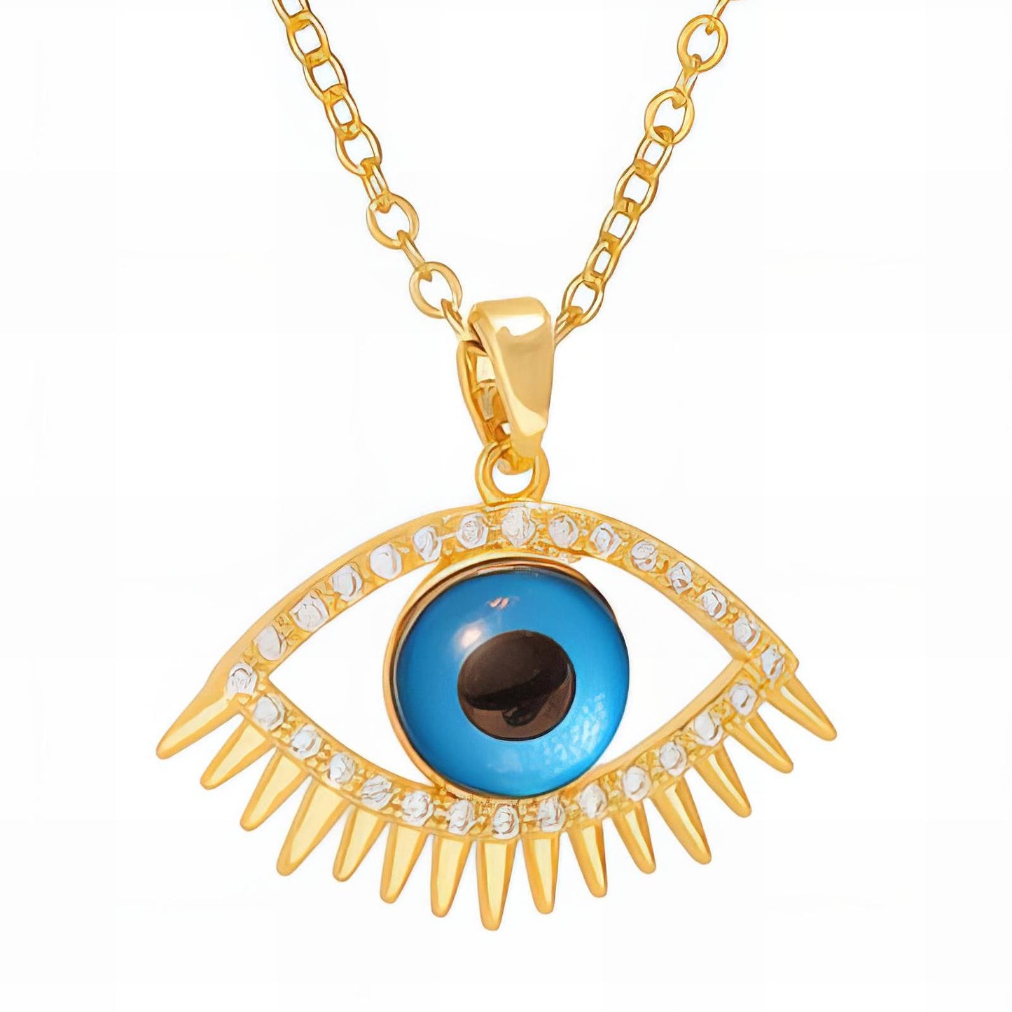 Evil Eye Necklace, 18K Gold Plated Steel