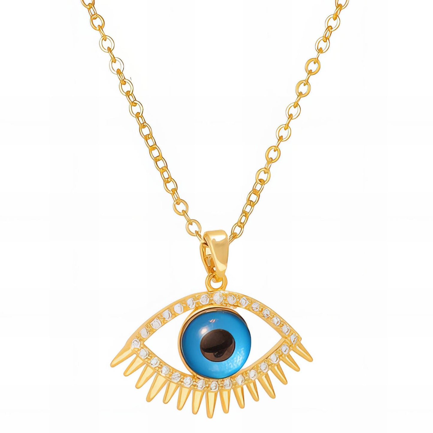 Evil Eye Necklace, 18K Gold Plated Steel