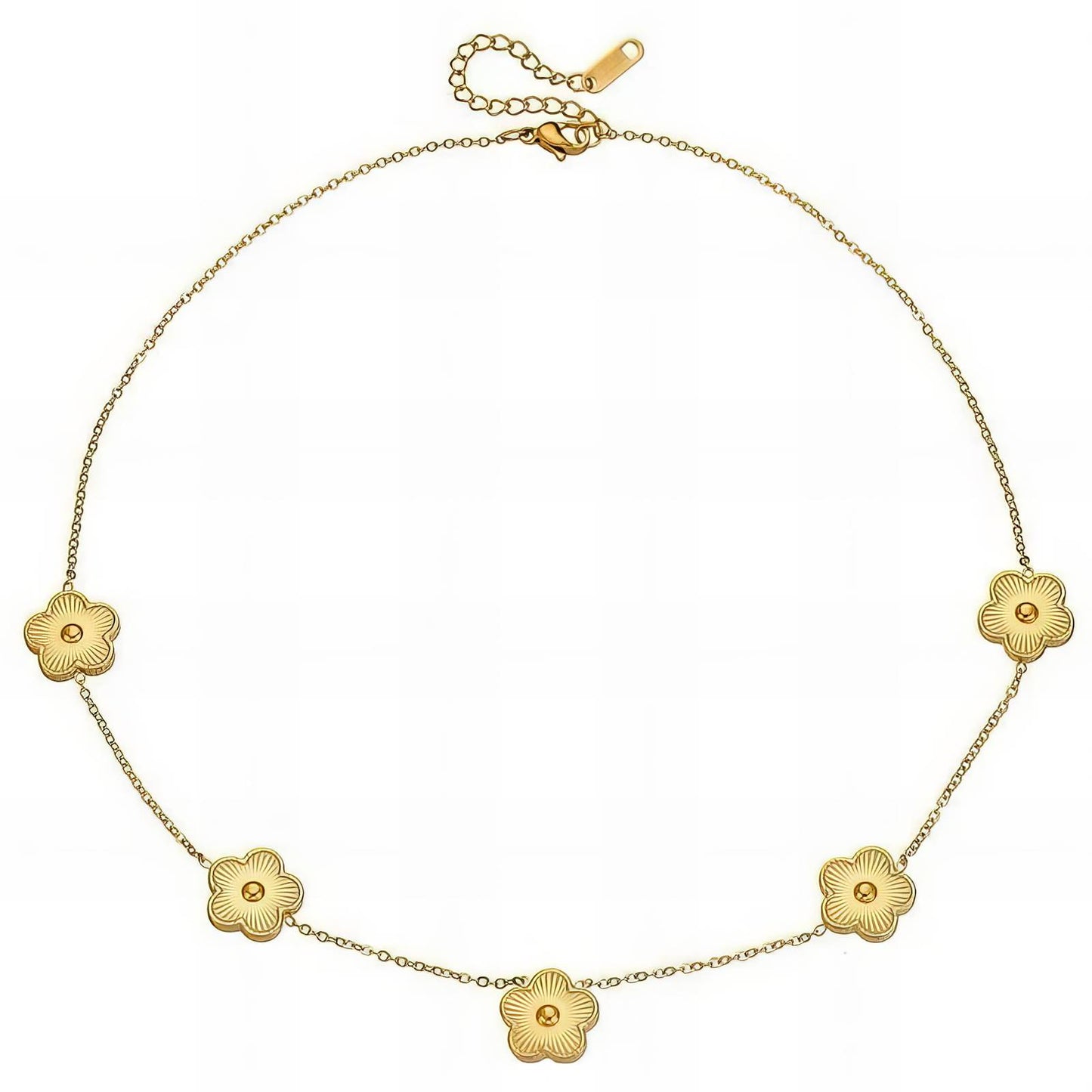 Flower Meadow Necklace, 18K Gold Plated Steel