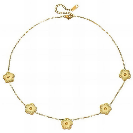 Flower Meadow Necklace, 18K Gold Plated Steel