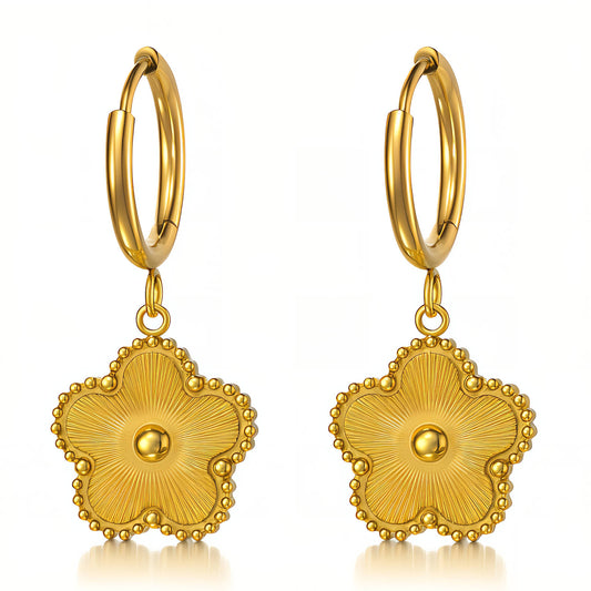 Flowers Earrings, 18K Gold Plated Steel