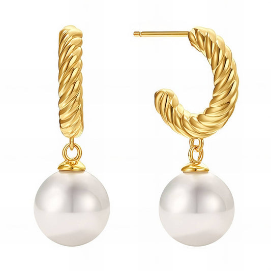Earrings, 18K Gold Plated Steel