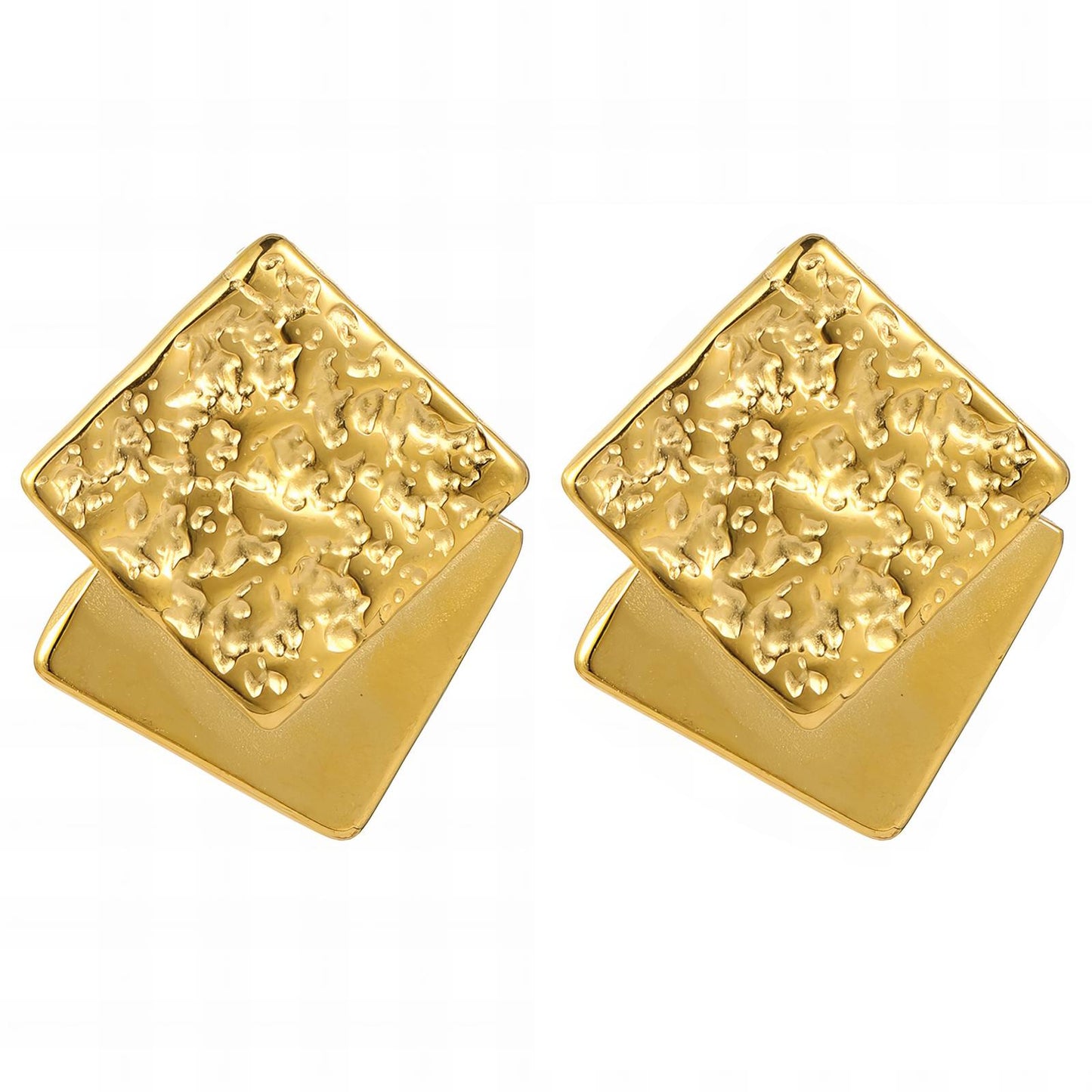 Earrings, 18K Gold Plated Steel