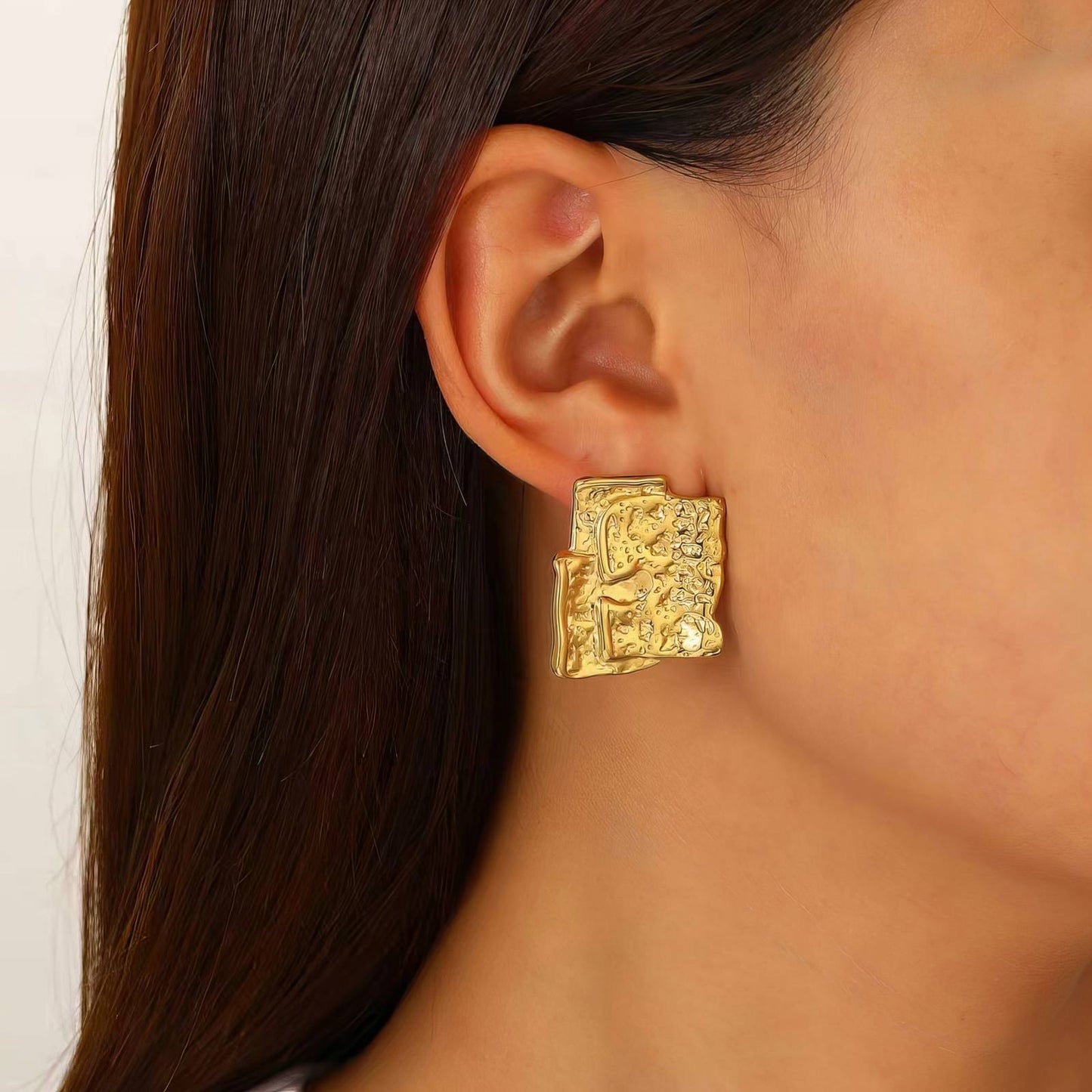 Earrings, 18K Gold Plated Steel