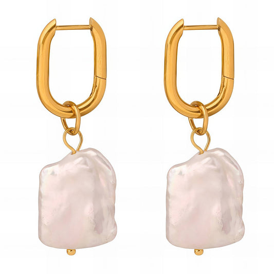 Earrings, 18K Gold Plated Steel