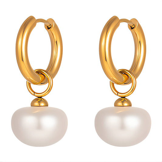Earrings, 18K Gold Plated Steel