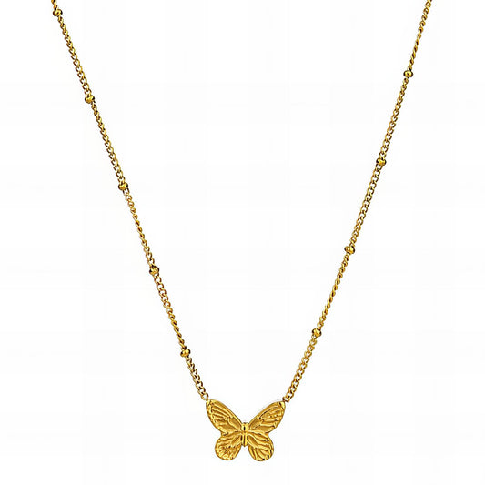 butterfly Necklace, 18K Gold Plated Steel