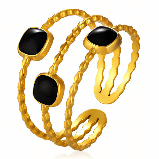 Ring, 18K Gold Plated Steel
