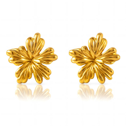 Flowers Earrings, 18K Gold Plated Steel