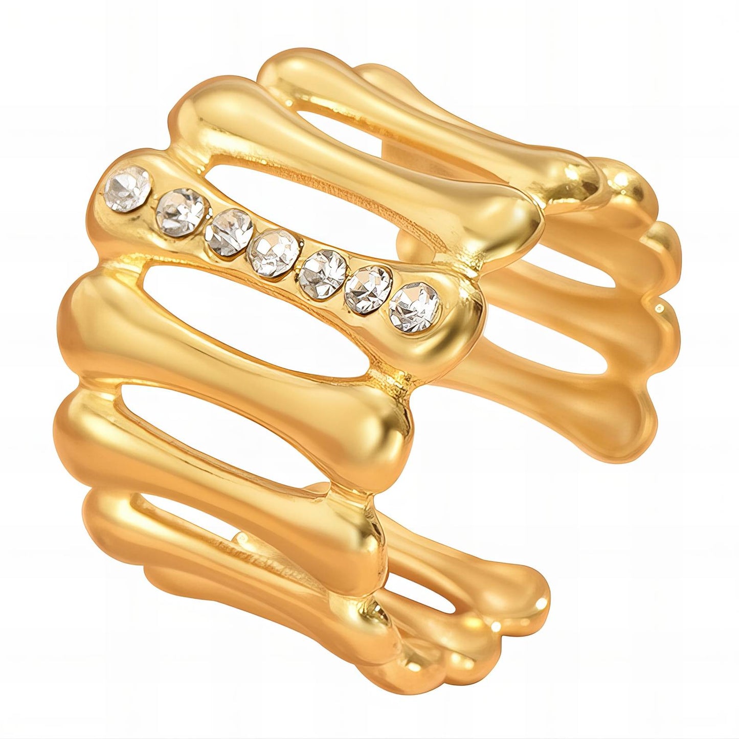 Ring, 18K Gold Plated Steel
