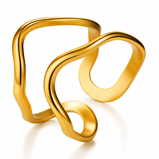 Ring, 18K Gold Plated Steel