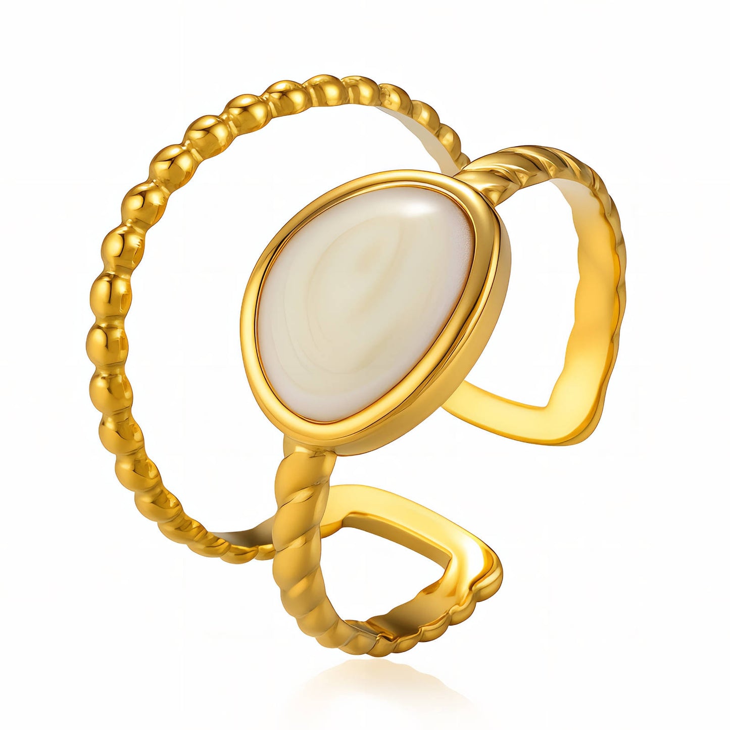 Ring, 18K Gold Plated Steel