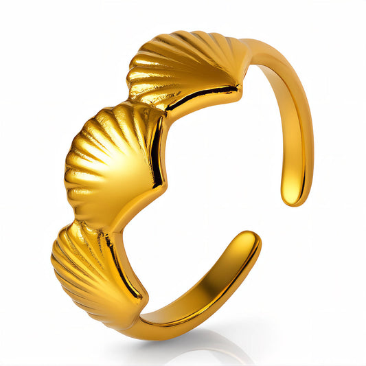 Seashells Ring, 18K Gold Plated Steel