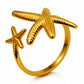 Starfish Ring, 18K Gold Plated Steel