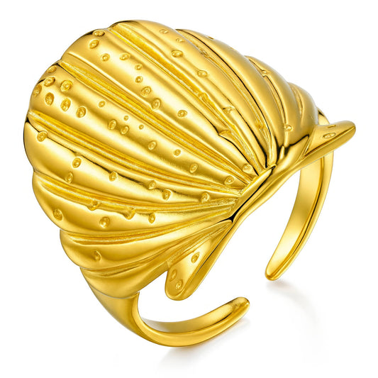 Seashell Ring, 18K Gold Plated Steel