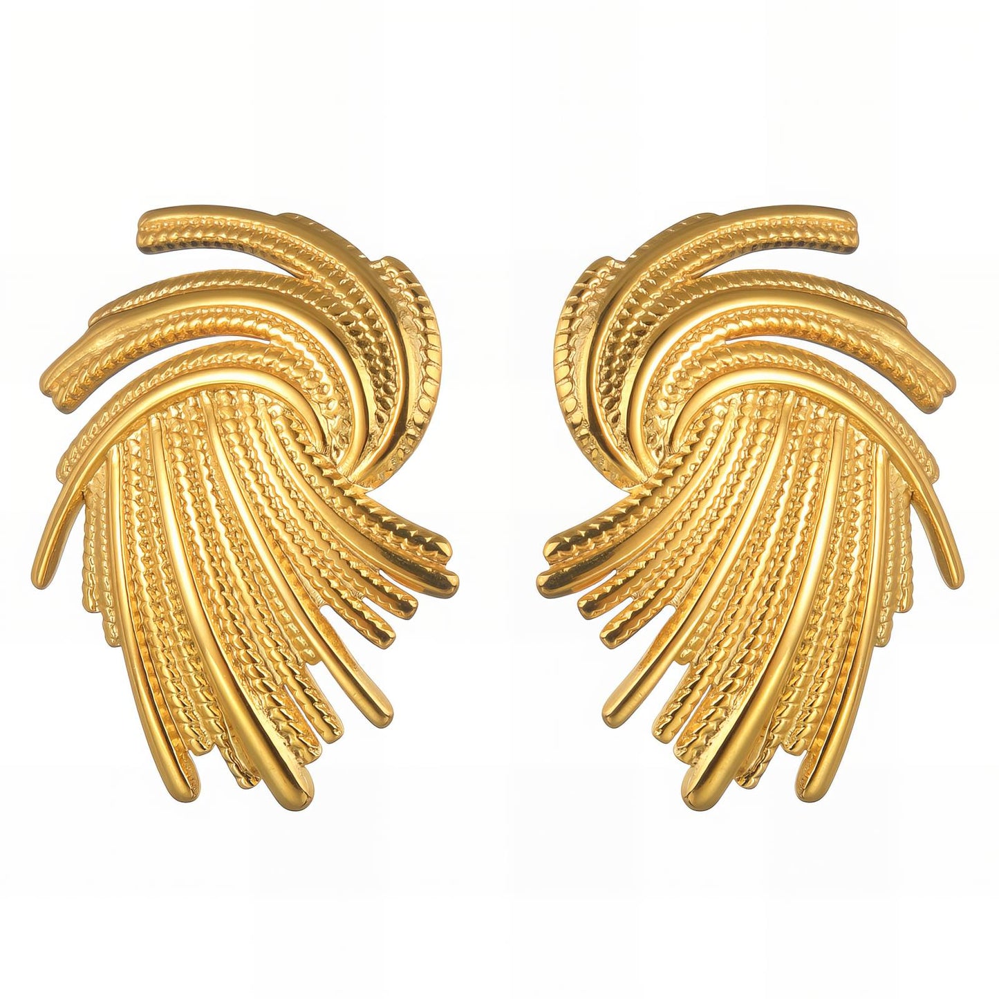 Earrings, 18K Gold Plated Steel