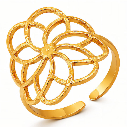 Flower Ring, 18K Gold Plated Steel