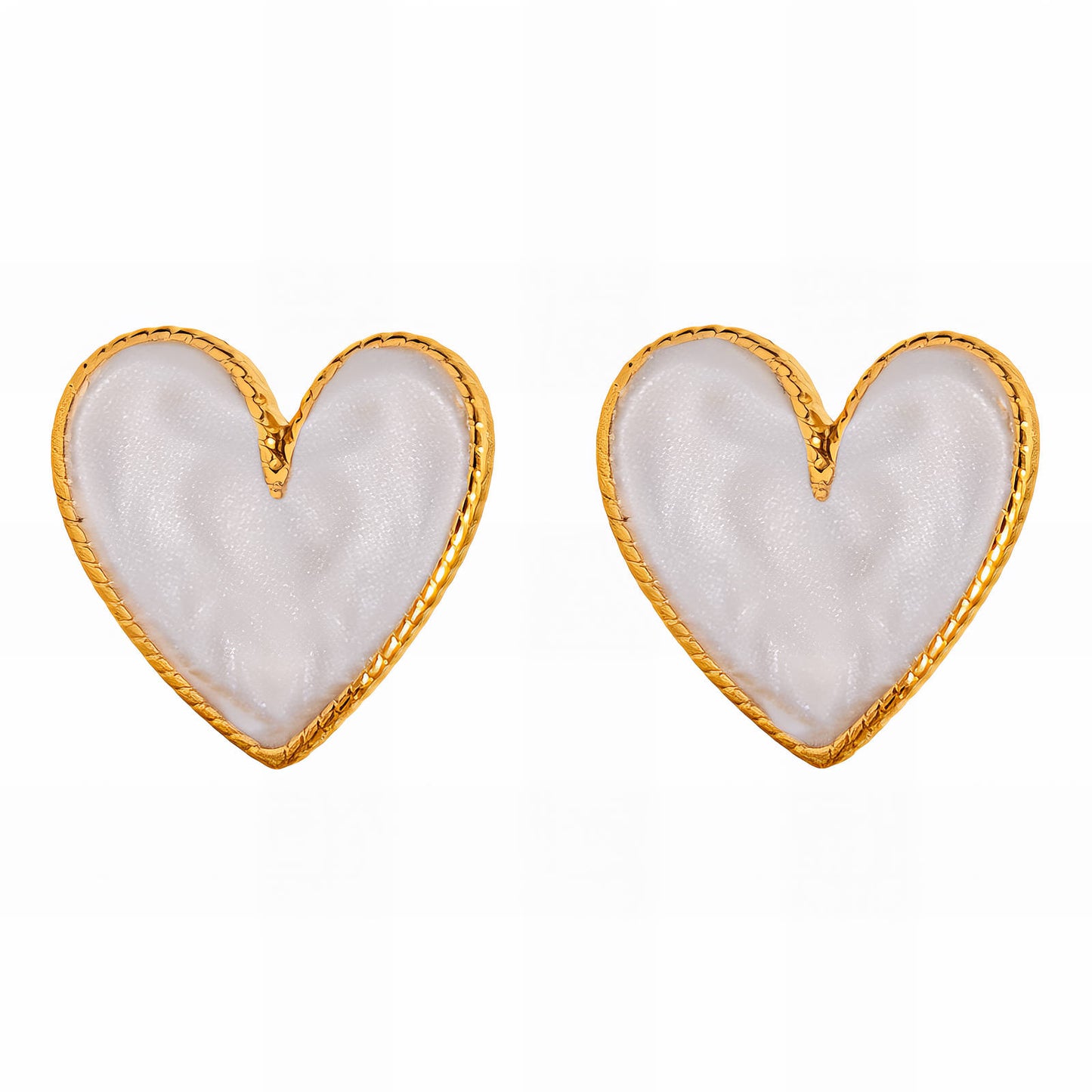 Hearts Earrings, 18K Gold Plated Steel