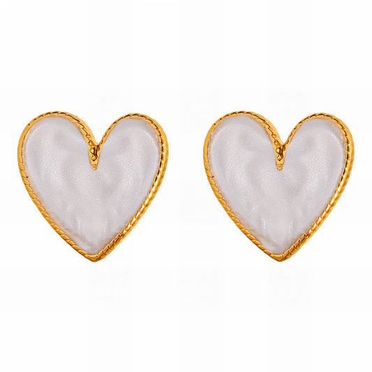 Hearts Earrings, 18K Gold Plated Steel