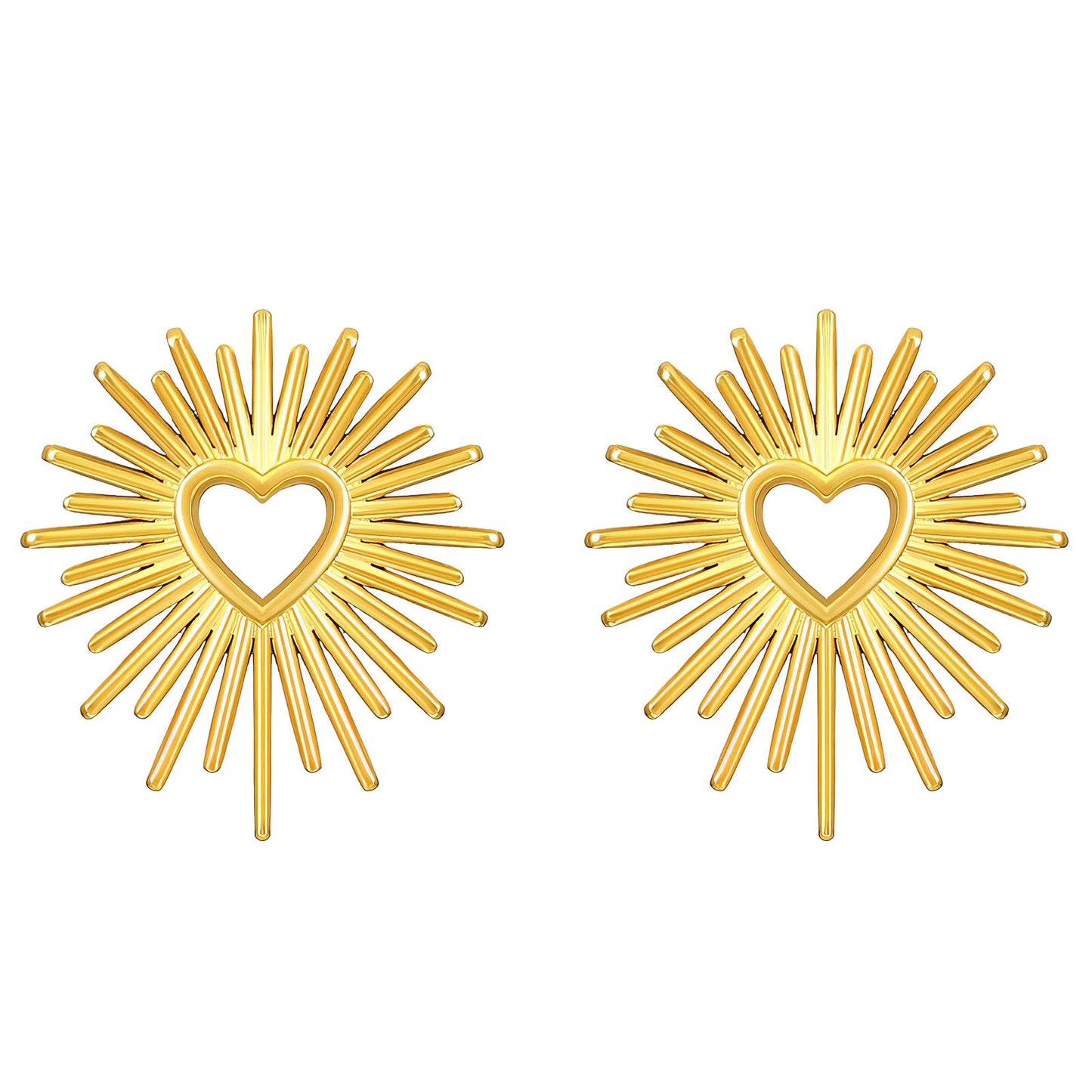 Hearts Earrings, 18K Gold Plated Steel