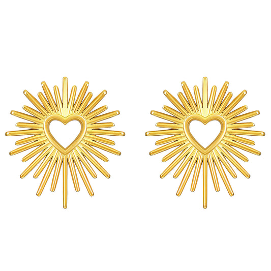 Hearts Earrings, 18K Gold Plated Steel