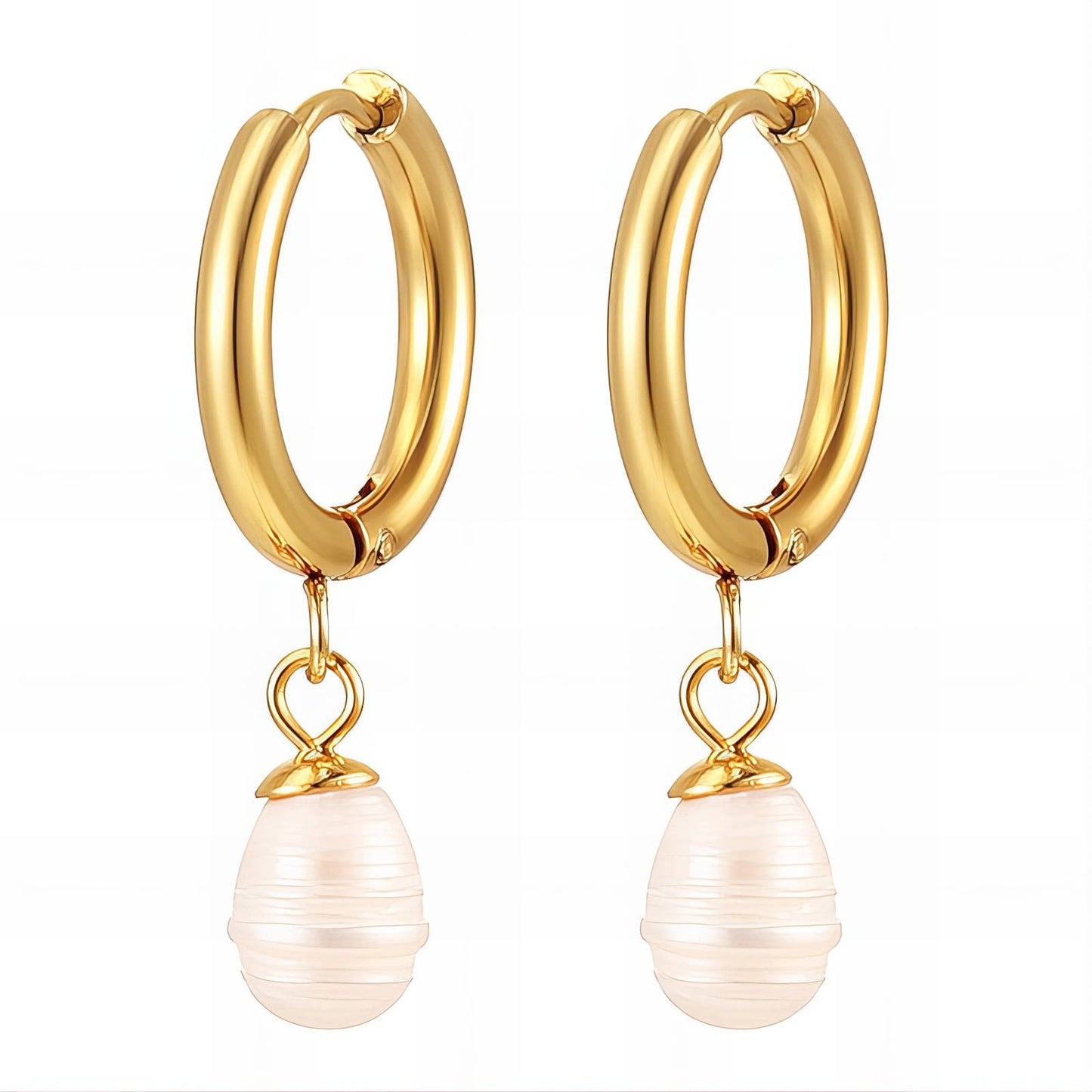 Earrings, 18K Gold Plated Steel