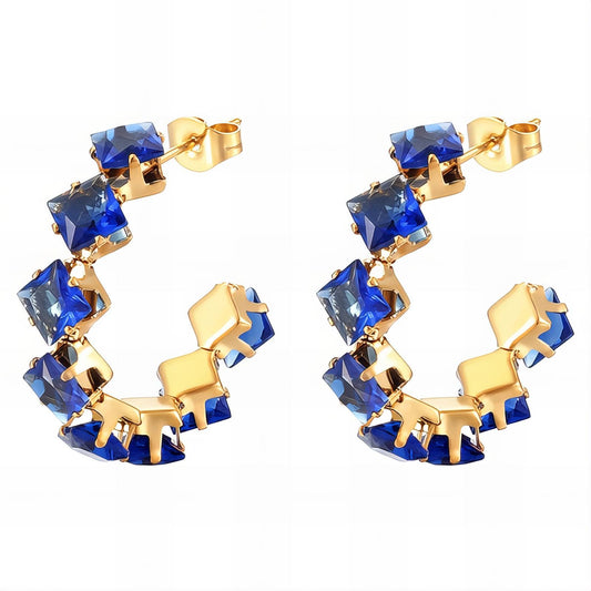 Earrings, 18K Gold Plated Steel