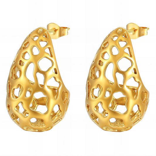 Teardrops Earrings, 18K Gold Plated Steel