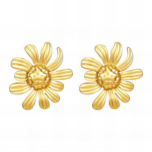 Flowers Earrings, 18K Gold Plated Steel