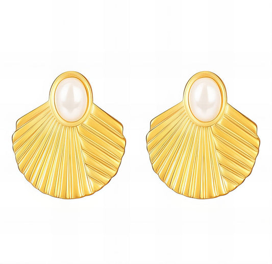 Earrings, 18K Gold Plated Steel