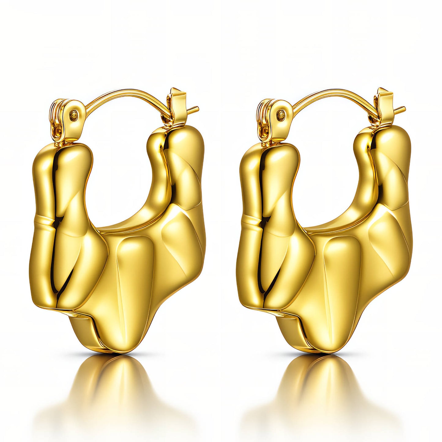 Earrings, 18K Gold Plated Steel