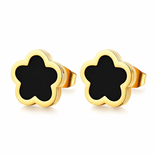 Flowers Earrings, 18K Gold Plated Steel