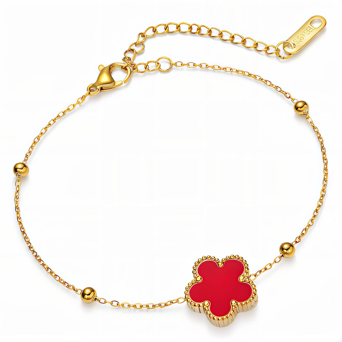Flower Bracelet, 18K Gold Plated Steel