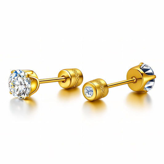 Earrings, 18K Gold Plated Steel