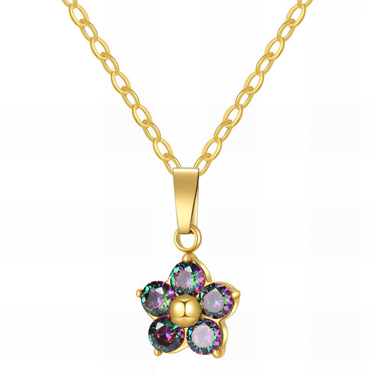 Flower Necklace, 18K Gold Plated Steel