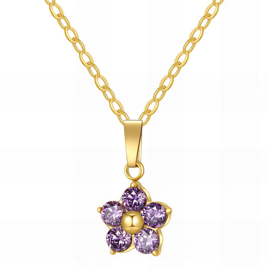 Flower Necklace, 18K Gold Plated Steel