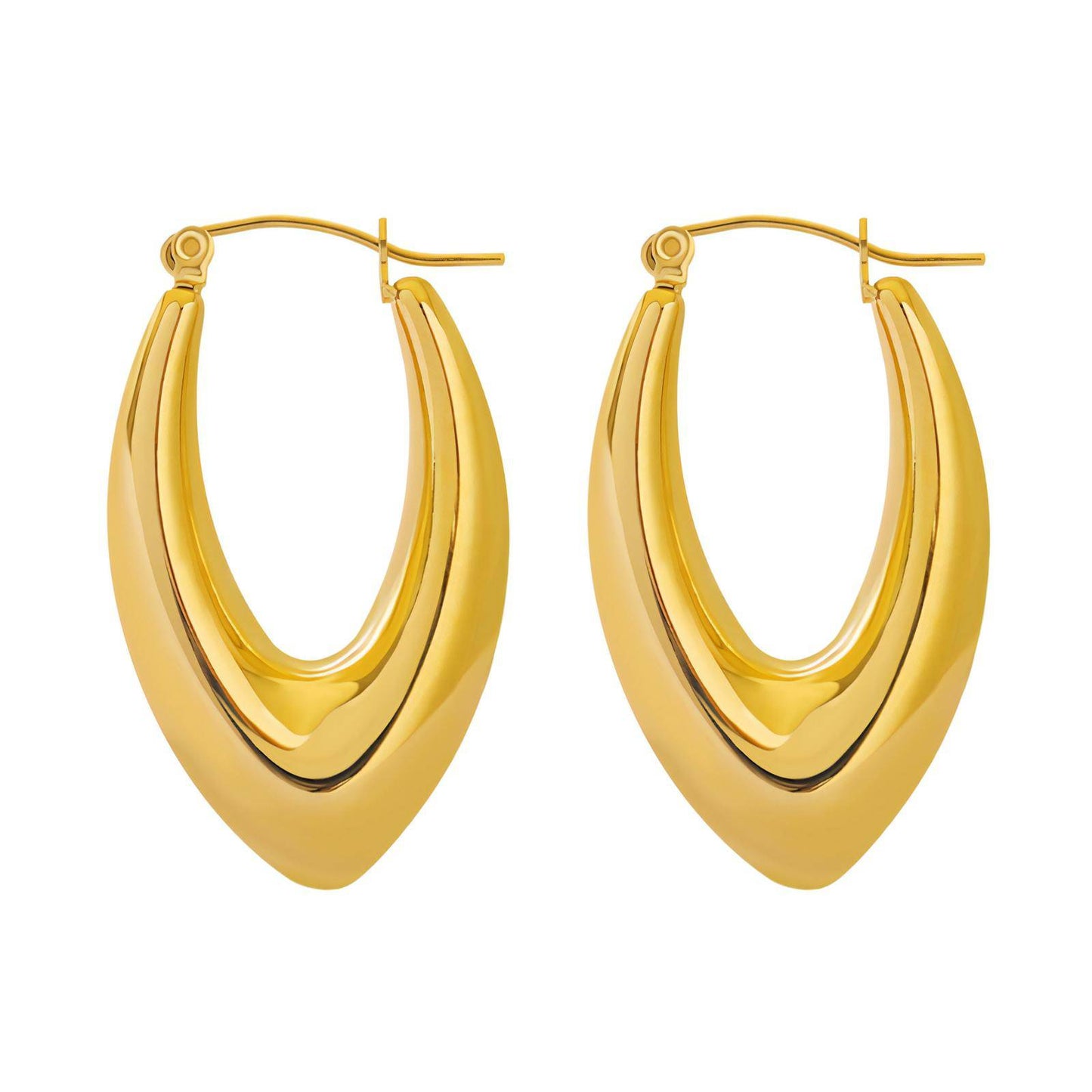 Earrings, 18K Gold Plated Steel