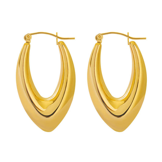 Earrings, 18K Gold Plated Steel