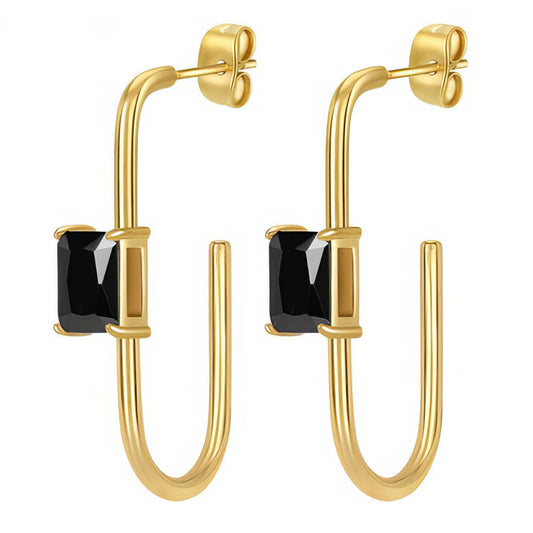 Earrings, 18K Gold Plated Steel