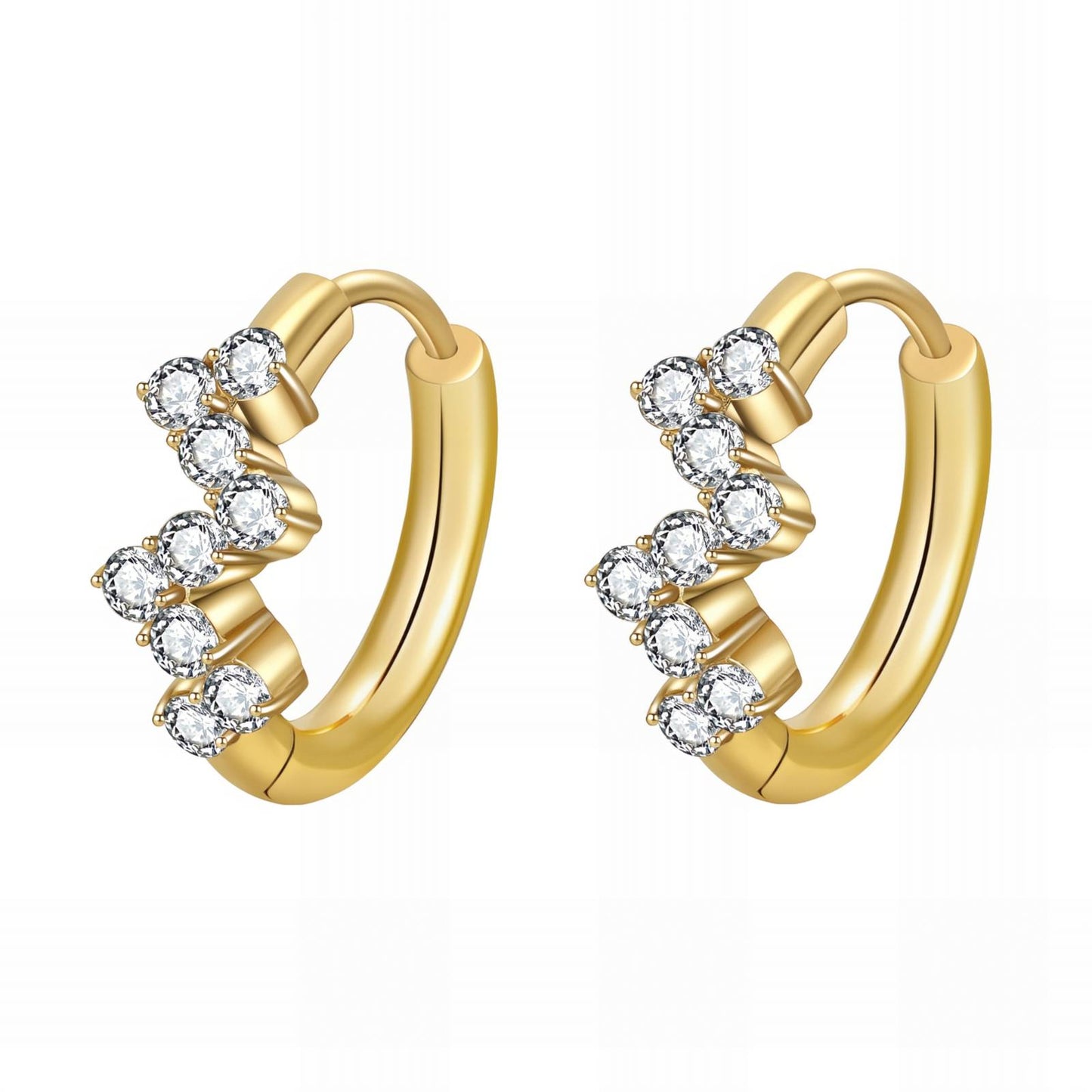 Earrings, 18K Gold Plated Steel