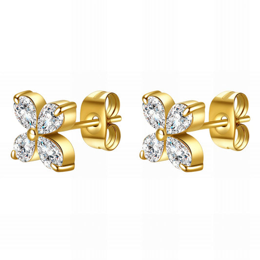 Flowers Earrings, 18K Gold Plated Steel
