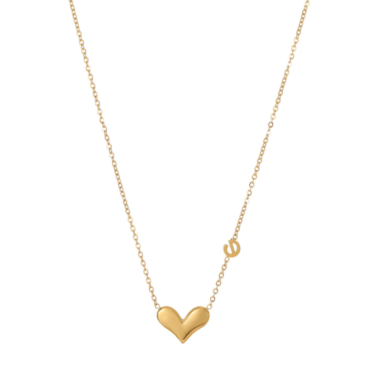 Heart Necklace, 18K Gold Plated Steel