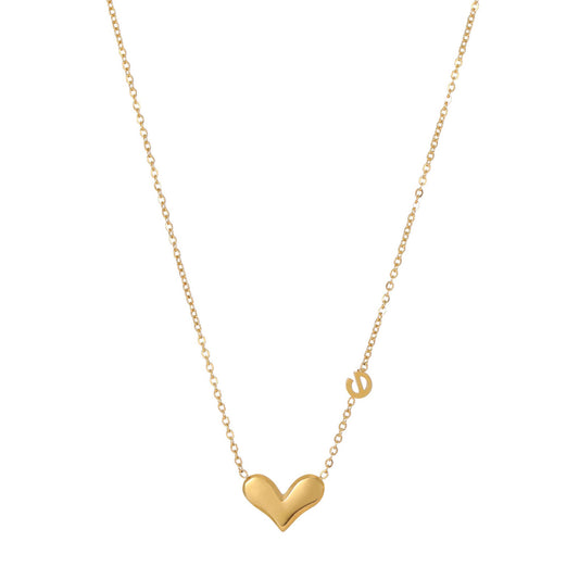 Heart Necklace, 18K Gold Plated Steel